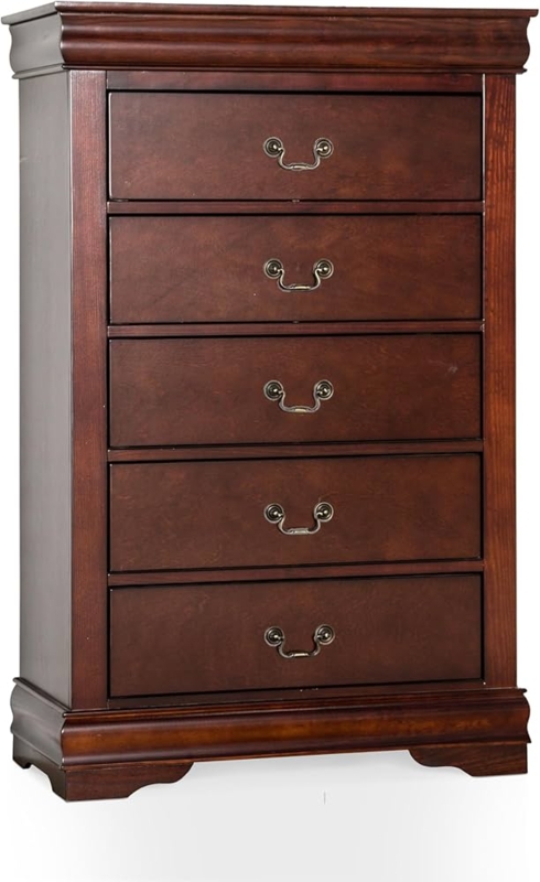 Traditional Cherry Chest of Drawers with Classic Crown Molding Top