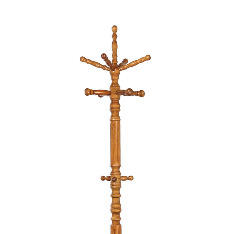 Traditional Coat Rack Wood Toned Rotatable Top Tiered Hooks