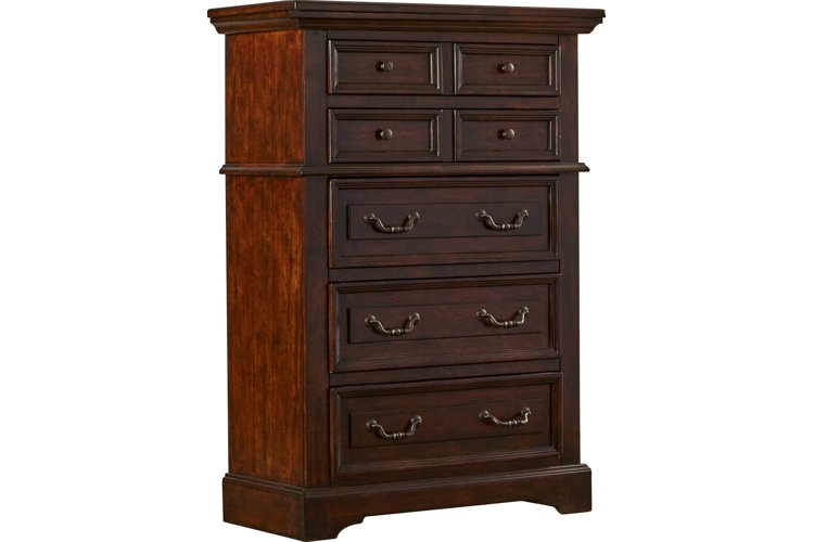 Traditional Dark Mahogany Chest of Drawers with Crown Molding