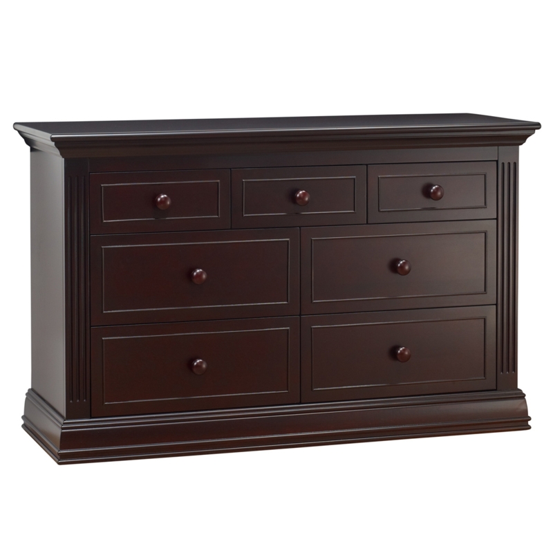 Traditional Double Dresser with Fluted Pilasters and Framed Drawer Fronts