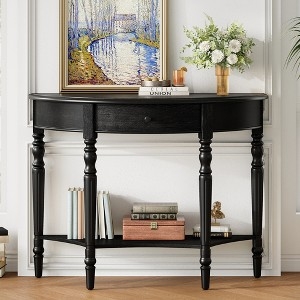 Traditional Half Moon Console Table with Turned Spindle Legs