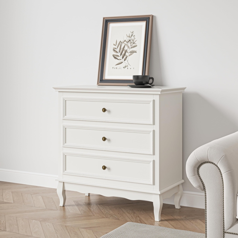 Traditional White Dresser Featuring Elegant Cabriole Legs