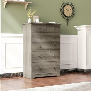 Transitional Chest of Drawers Wood Finish Split Top Drawers Tall