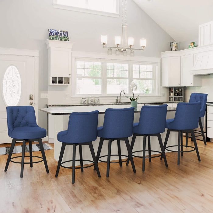 Transitional Counter Stool with Swivel Seat and Tapered Legs