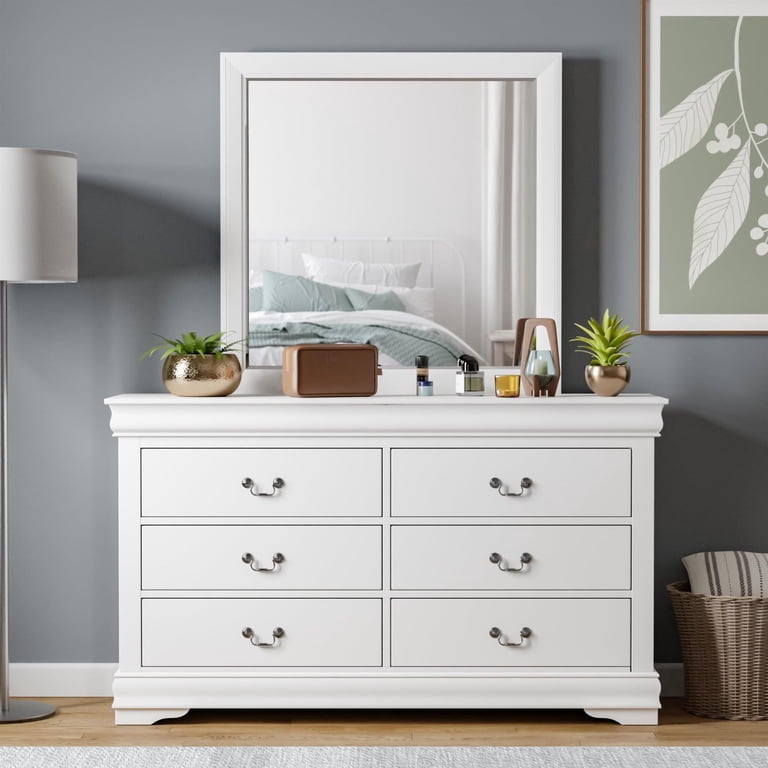 Transitional Double Dresser with Contrast Hardware and Swinging Handles