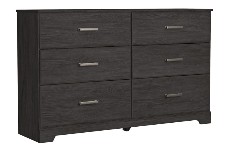 Transitional Style Bedroom Storage Dark 6 Drawer Slim Metallic Pulls