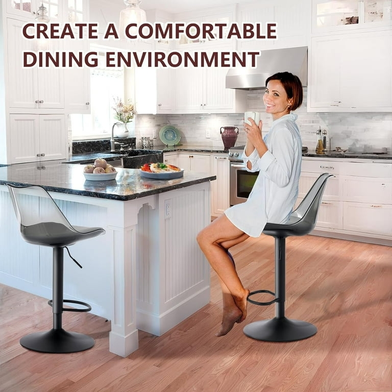 Translucent Grey Back Bar Stool with Black Seat & Pedestal