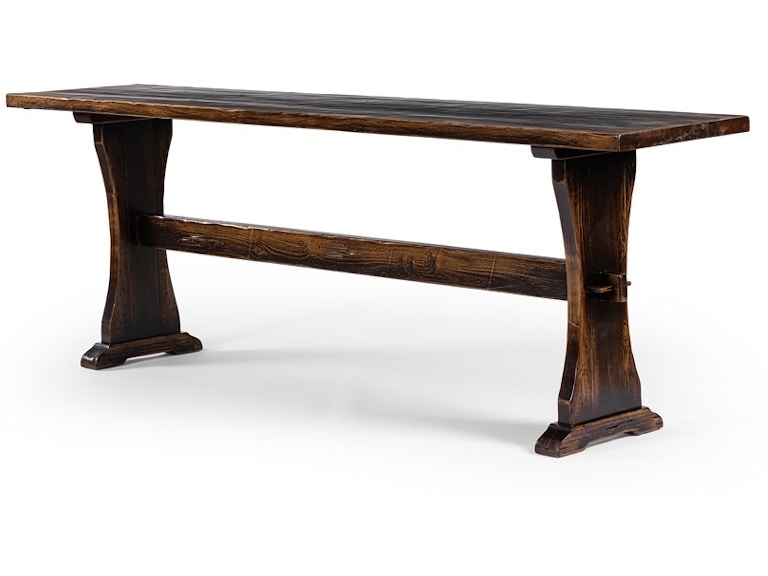 Trestle Console Table Dark Wood Distressed Finish Rustic Farmhouse Entry