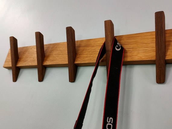 Two Tone Coat Rack Wood Angled Hooks Geometric Silhouette