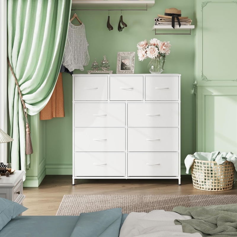 Vertical 9-Drawer Fabric Chest, Metal Frame