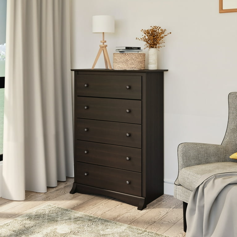Vertical Chest of Drawers with Arched Base Detail and Dual Knobs