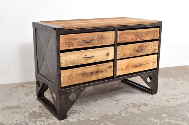 Vintage 1950s Chest of Drawers with Circular Cutout Legs
