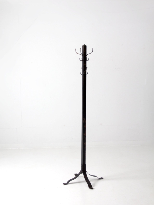 Vintage Distressed Metal Coat Rack Slim Silhouette