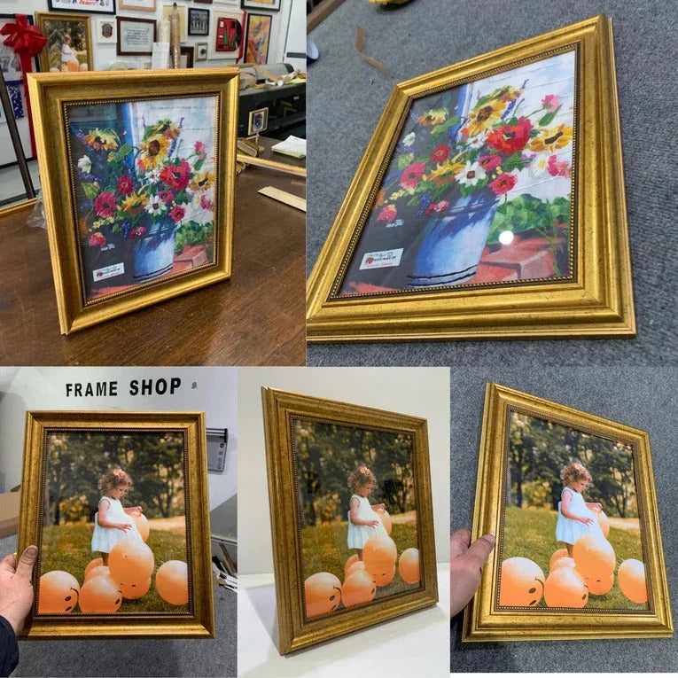 Vintage-Inspired Gold Picture Frame with Beaded Edge Detail