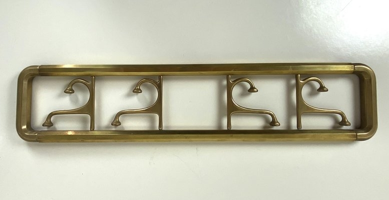 Wall Coat Rack Art Deco Brass Foldable Hooks Streamlined