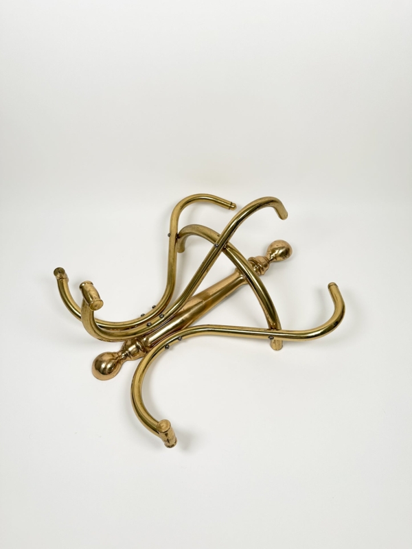 Wall Coat Rack Polished Brass Multi Hook Ball Finials Large Scale