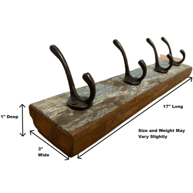 Wall Coat Rack Reclaimed Wood Base Distressed Weathered Finish