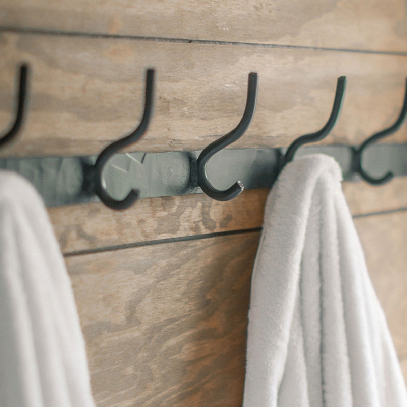 Wall Hook Rack Forged Metal Look Dark Charcoal Curved silhouette