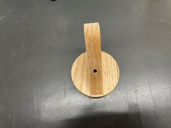 Wall Hook Unfinished Wood Circular Base Curved Arm Natural