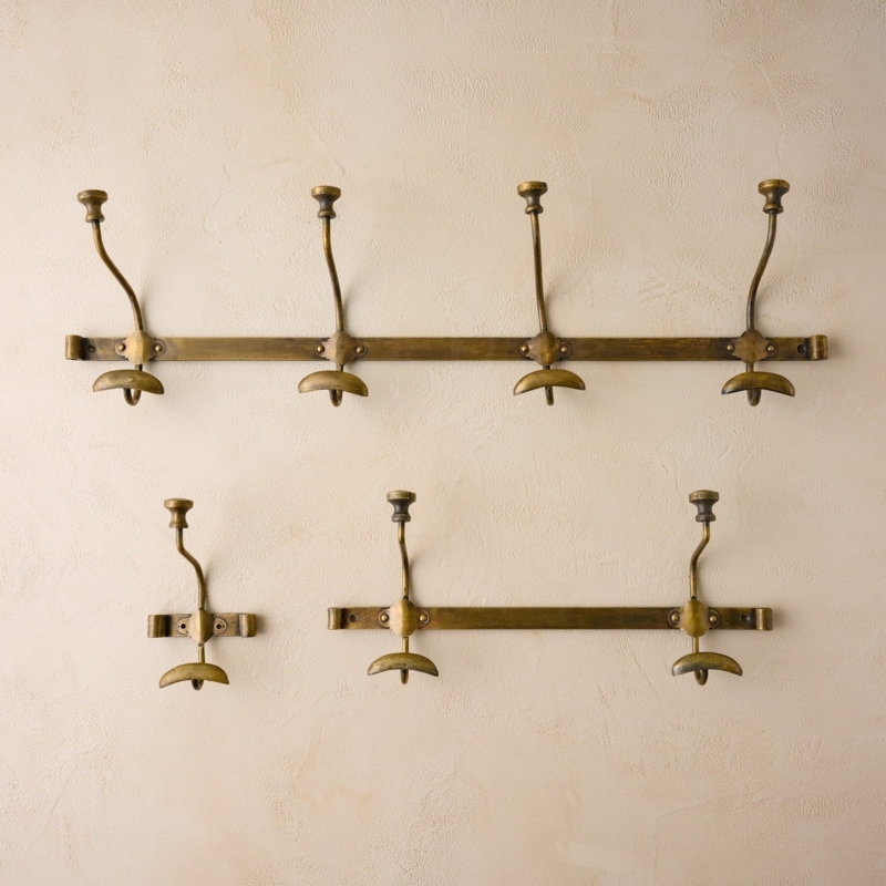 Wall Hooks Set Antique Brass Industrial Style Variable Lengths