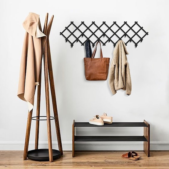 Wall Mounted Coat Rack Black Lattice Design