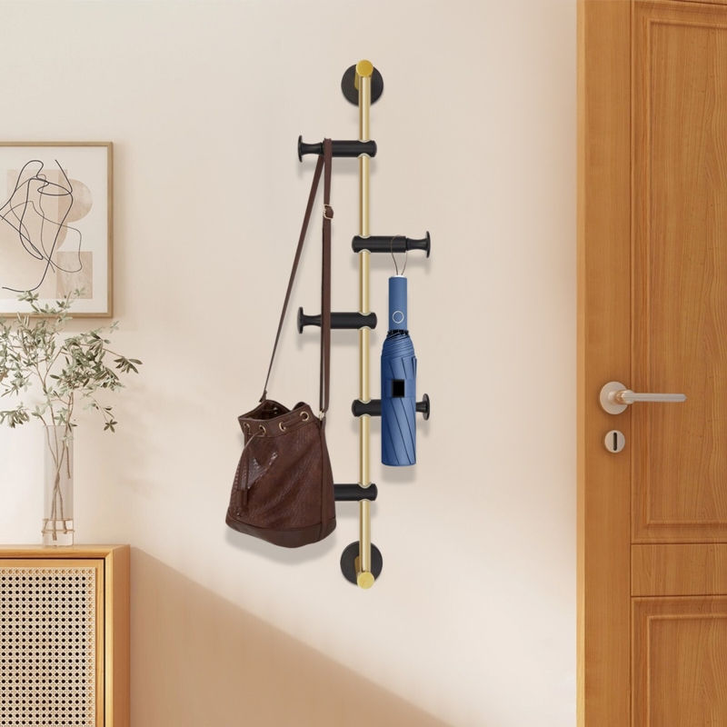 Wall Mounted Coat Rack Contemporary Gold And Black Vertical Rod