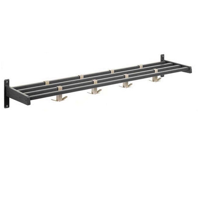 Wall Mounted Coat Rack Industrial Slatted Shelf Dual Tone Hooks