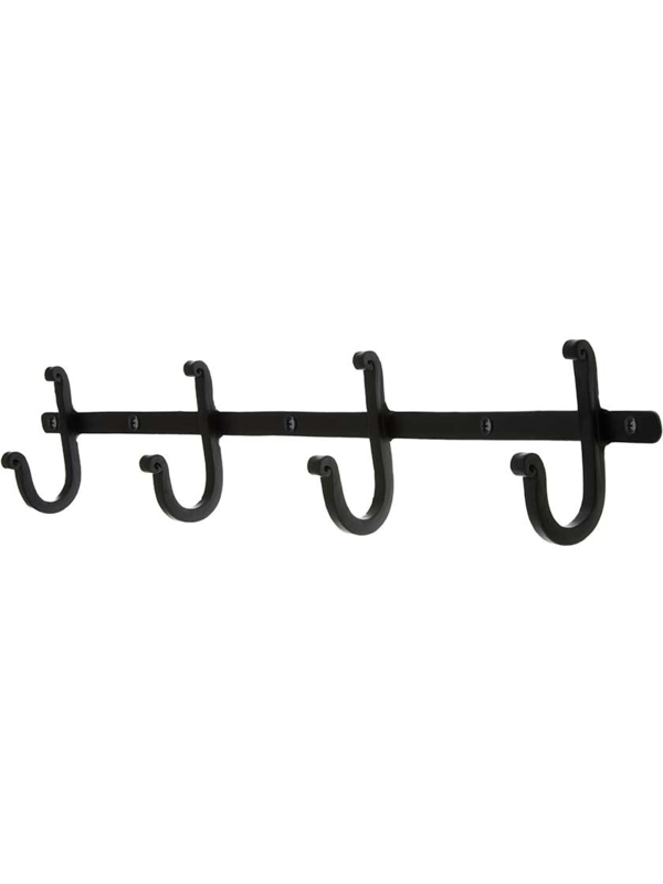 Wall Mounted Coat Rack Matte Black Metal Scrolled Hooks