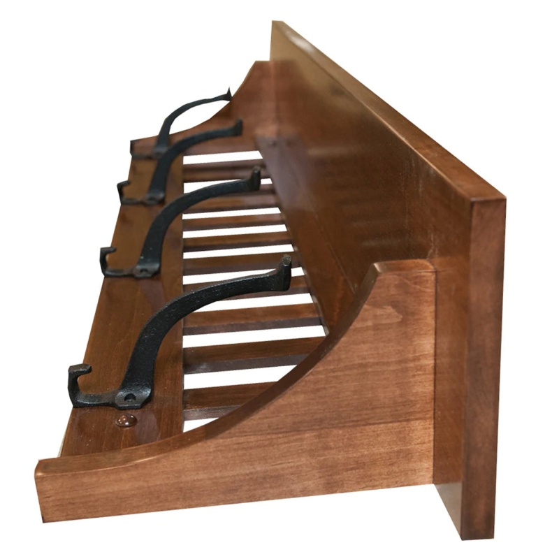 Wall Mounted Coat Rack Mission Craftsman Slatted Shelf Four Hooks