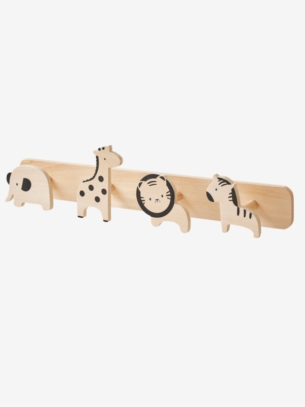 Wall Mounted Coat Rack Natural Wood Jungle Animal Hooks Pegs Scandi