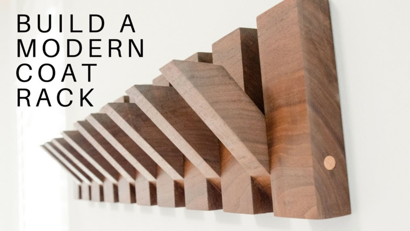 Wall Mounted Coat Rack Pivoting Slats Sculptural Design Modern Wood