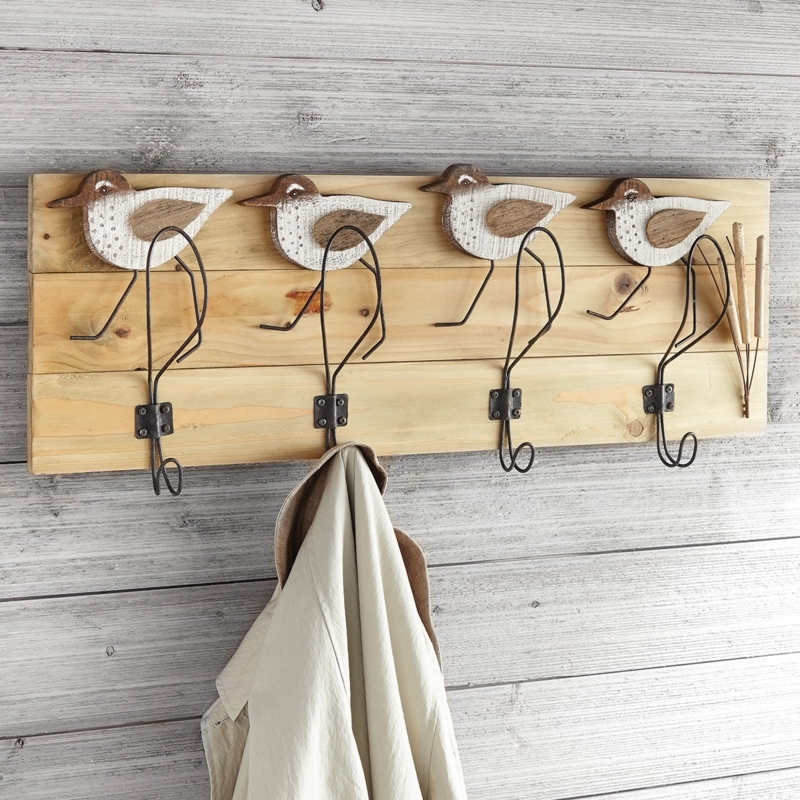 Wall Mounted Coat Rack, Sandpiper Design, Wire Leg Hooks.