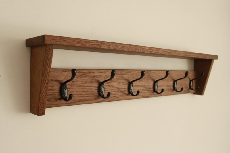 Wall Mounted Coat Rack Tapered Brackets Six Double Hooks Matte Finish