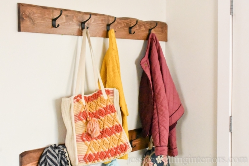 Wall Mounted Coat Rack Wavy Edge Wood Live Edge Look Rustic Boho