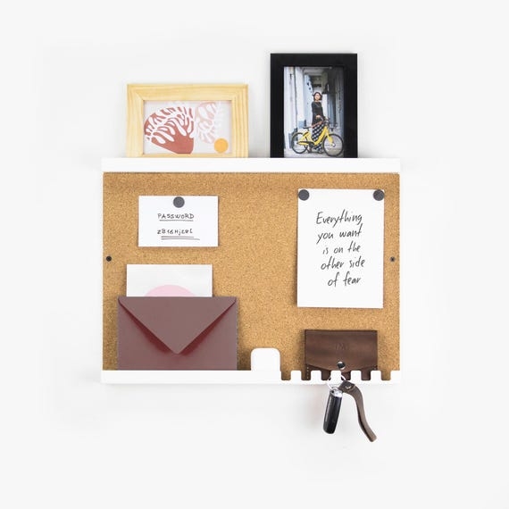 Wall Mounted Organizer: Cork Magnetic Hybrid Top Display Shelf