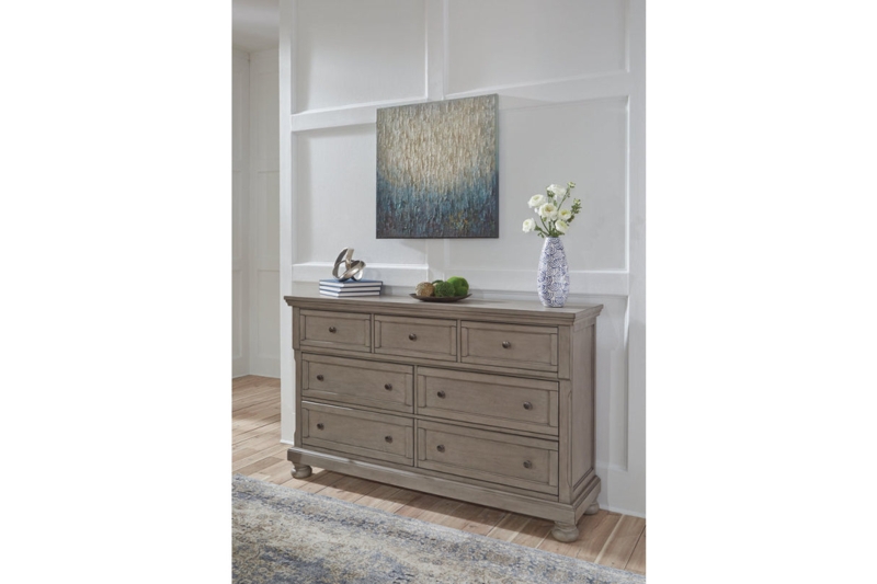 Weathered Gray Wood Dresser Design with Framed Drawer Fronts
