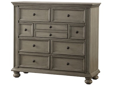 Weathered Grey Dresser featuring Bun Feet and Multi-Drawer Storage