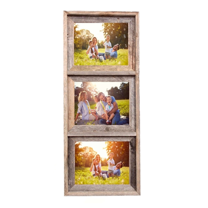 Weathered Wood Three Opening Frame Vertical Rustic Wall Decor