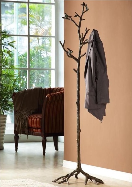 Whimsical Tree Coat Rack Lovebird Accents and Bronze Metal Finish
