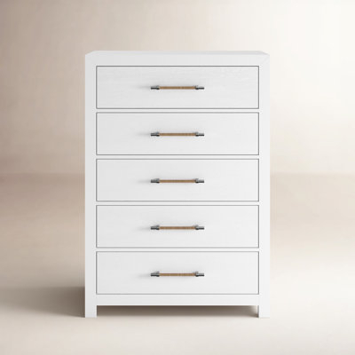 White Dresser with Textured Drawer Pulls Coastal Farmhouse Storage