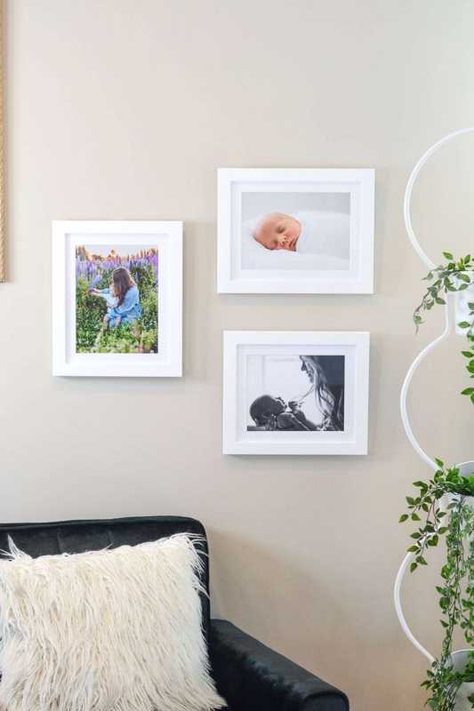 White Matted Picture Frame Set Staggered Layout Farmhouse Display