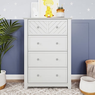 White Nursery Chest with Chevron Pattern Top Drawer