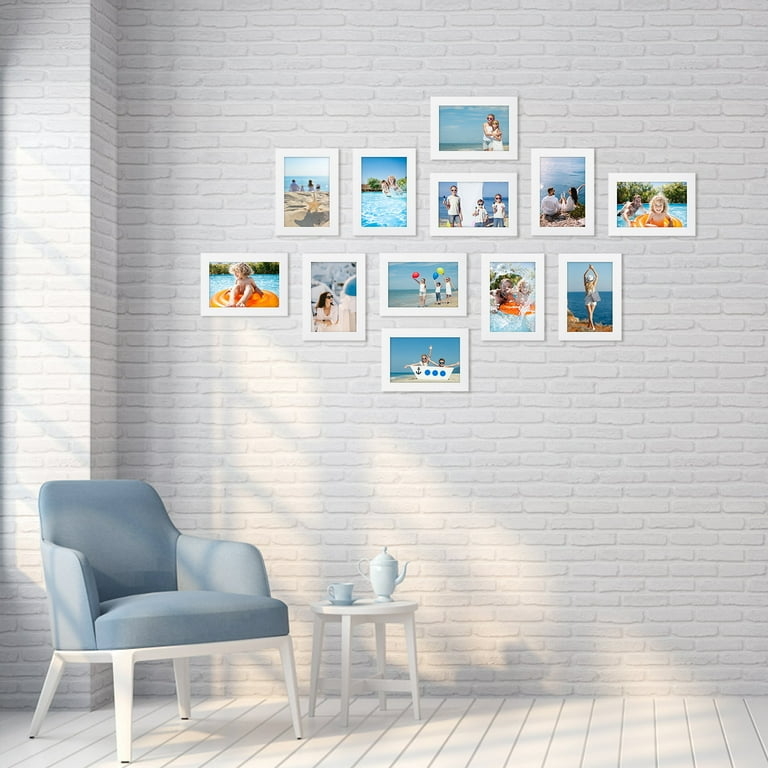 White Picture Frame Set of 12 Painted Finish Gallery Wall Layout Airy