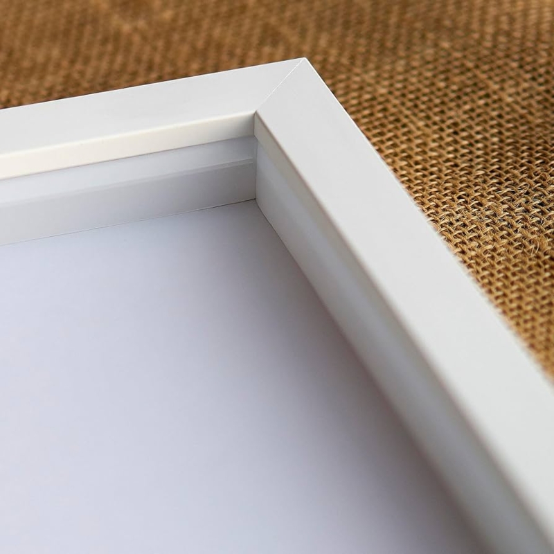 White Shadow Box Frame with Clean Mitered Corners and Deep Profile