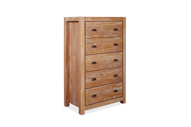 Whitewashed Chest of Drawers with Rustic Bin Pulls and Block Legs