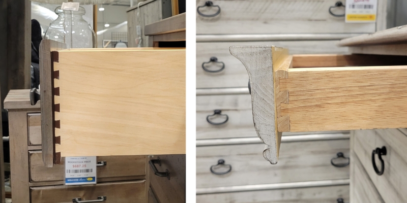 Whitewashed Dresser Drawer Dovetail Joints Construction Detail