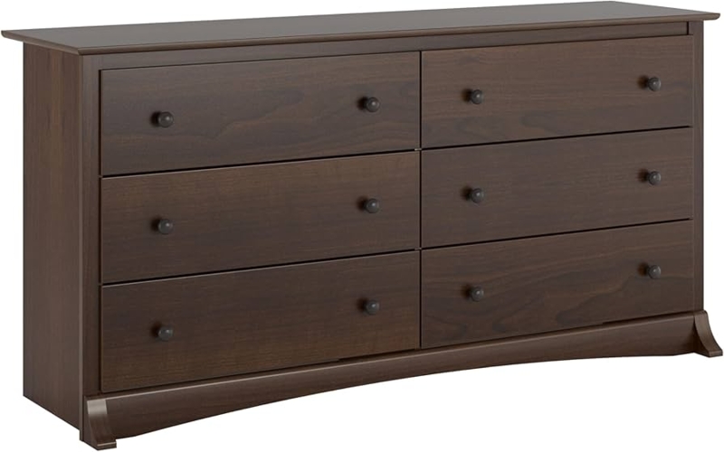 Wide Double Dresser in Dark Brown with Arched Kickplate