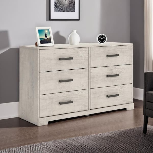 Wide Horizontal Silhouette Dresser with Plinth Base in Gray