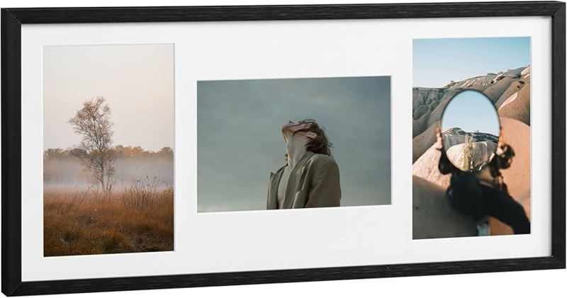 Wide Picture Frame Matte Triple Aperture Panoramic Wall Decor
