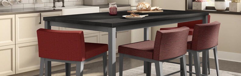 Wide Seat Bar Stools Burgundy Upholstery Transitional Kitchen Seating